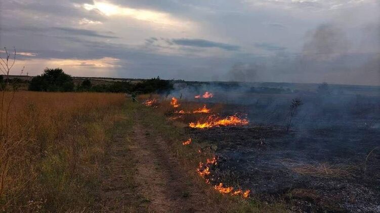 В Николаевской области тушат пожары, вызванные обстрелами. Фото ГСЧС