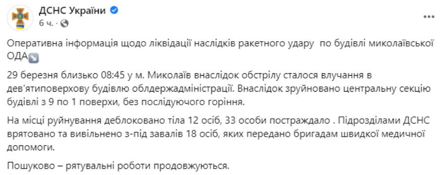 Погибшие в Николаеве статистика