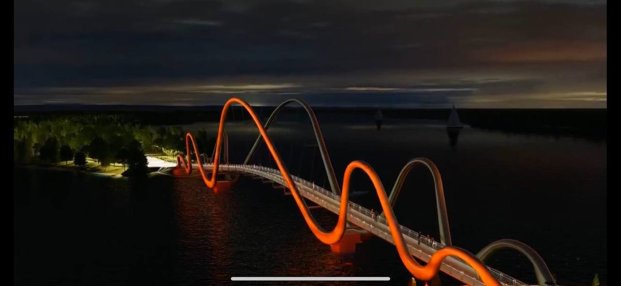 Пешеходный мост, который соединит Оболонскую набережную с парком продолжат строить 