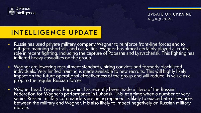 ЧВК Вагнера понесла потери в боях за Попасную и Лисичанск