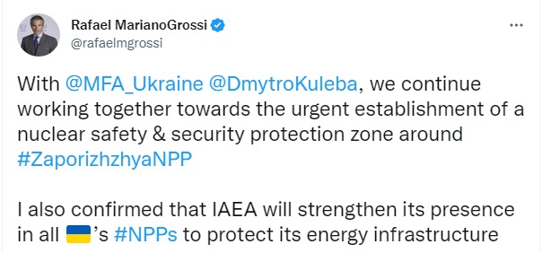 Скриншот из Твиттера Рафаэля Гросси