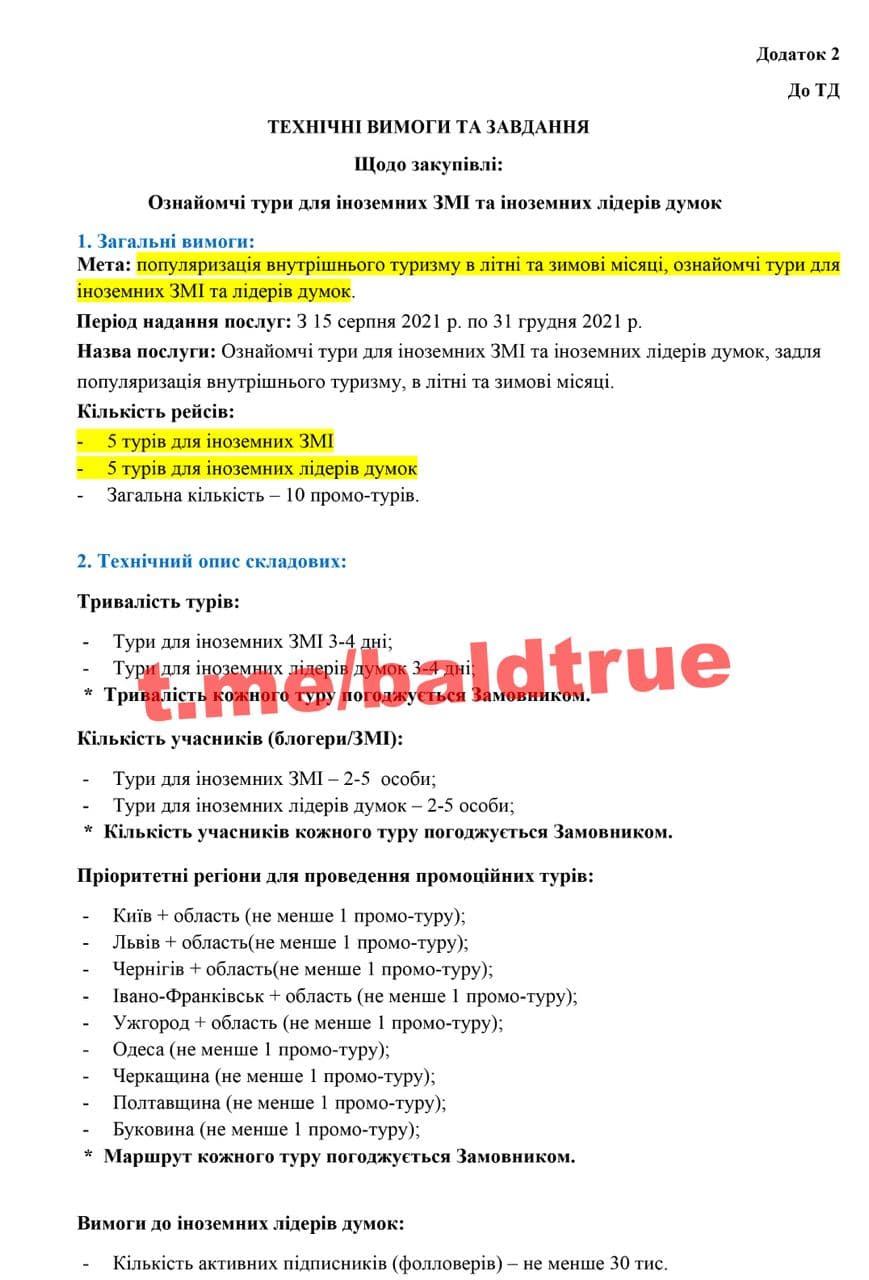 Гостуризма потратит 2 млн на туры для иностранных журналистов и блогеров. Скриншот: телеграм-канал Куксина