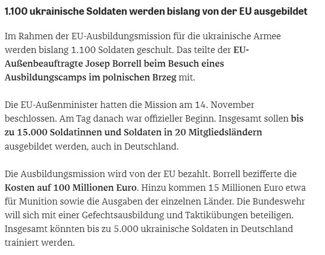 В ЕС обучили уже 1 100 украинских военных