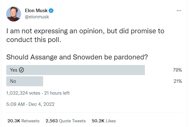 Опрос Маска о Сноудене и Ассанже