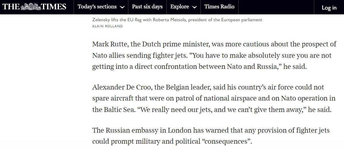 Бельгия не даст Украине истребители