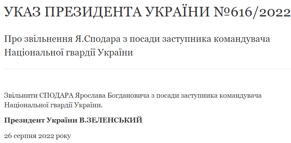 Зеленский уволил Сподара