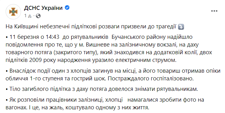 Під Києвом загинув підліток від удару струмом