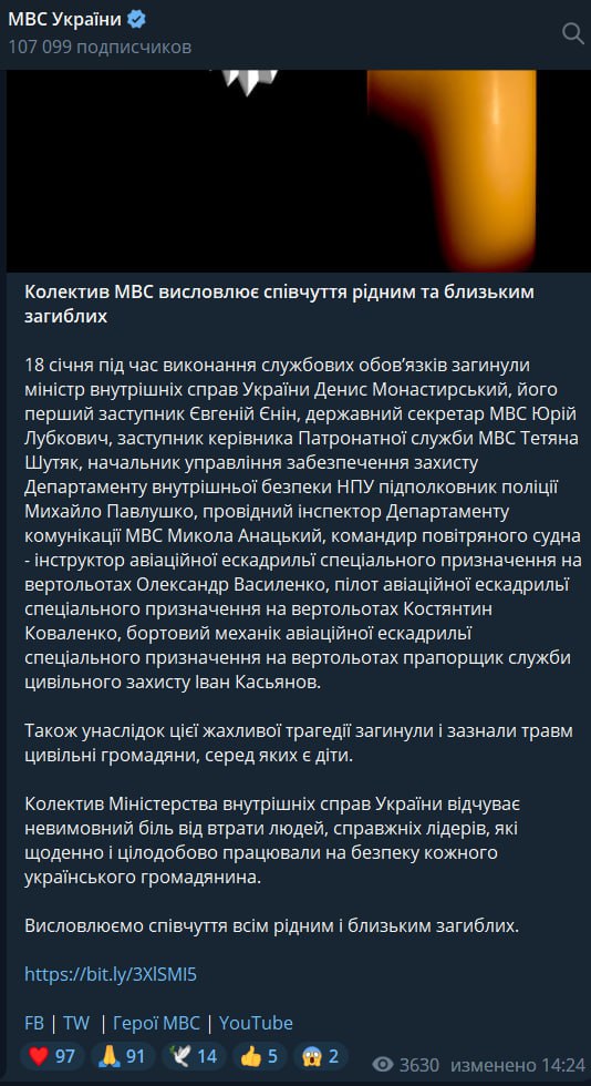 имена погибших пилотов и пассажиров вертолета, упавшего в Броварах