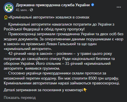 Двое криминальных авторитетов из России и Грузии прятались от пограничников в поле подсолнухов