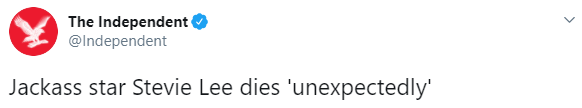 Умер актер из "Американской истории ужасов" и "Чудаков в 3D" Стиви Ли. Скриншот: The Independent в Твиттере