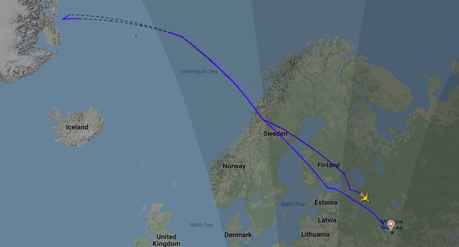 Рейс Аэрофлота долетел до Америки и повернул обратно