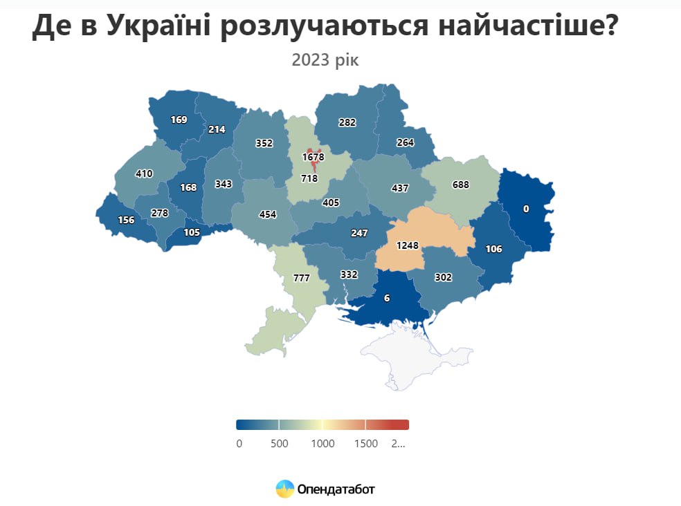 Розлучення в Україні по регіонах