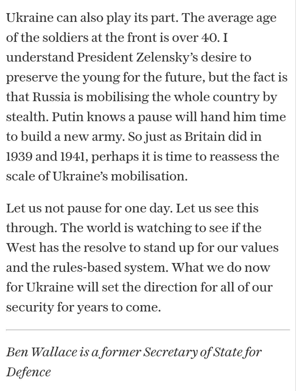 Уоллес закликав Зеленського мобілізувати більше молоді