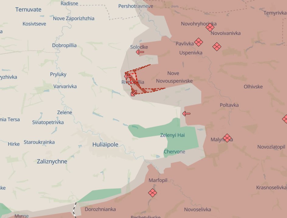 Карта боевых действий в Запорожской области. Источник - Deep State
