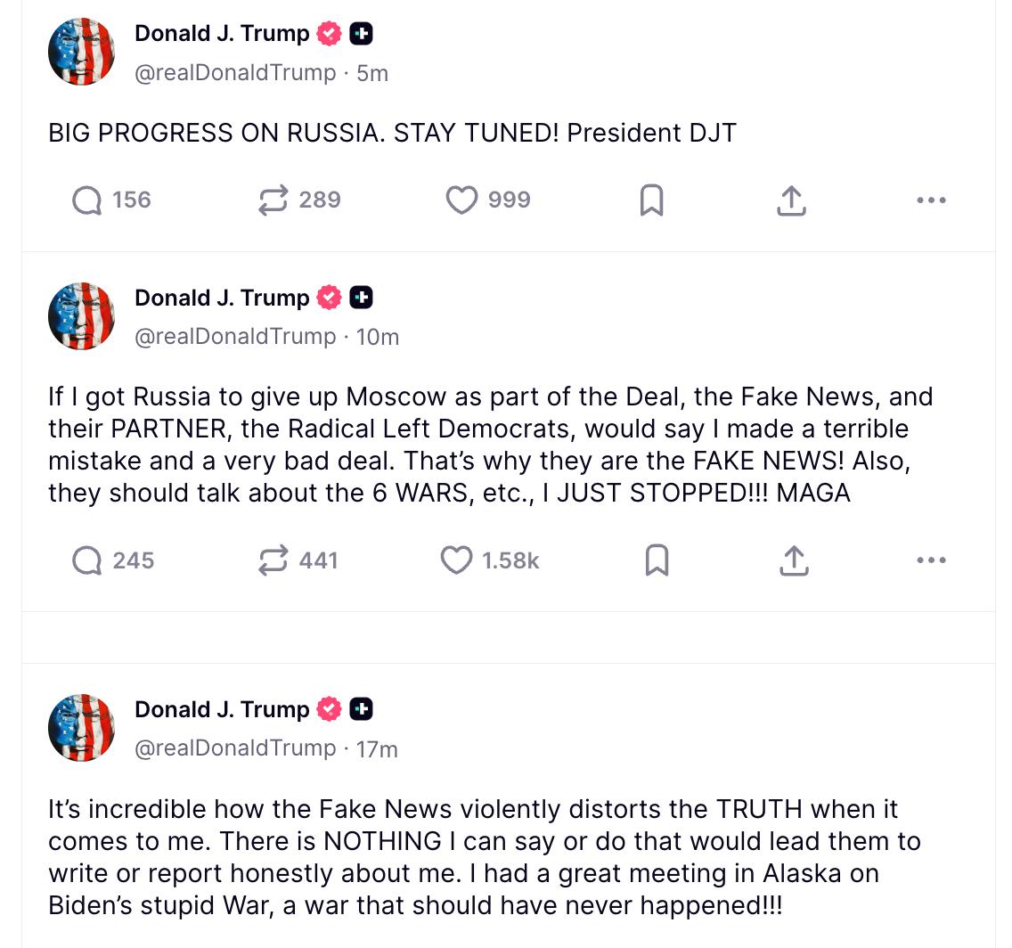 Снимок сообщения на truthsocial.com