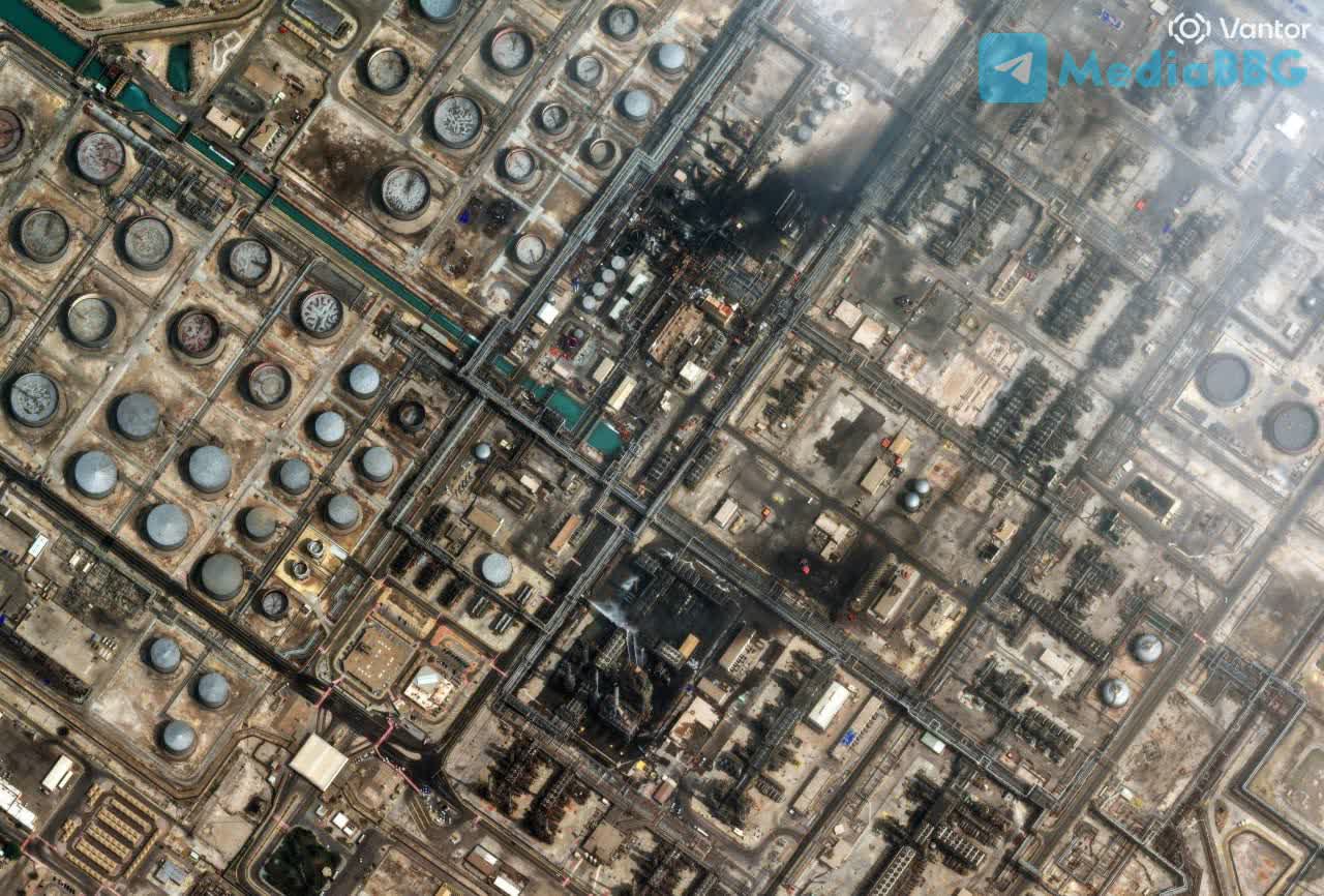 Фото пошкоджень НПЗ Aramco у Саудівській Аравії. Джерело – Телеграм