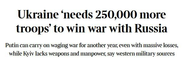 Снимок заголовка на thetimes.com &ndash; Украине не хватает солдат и оружия чтобы победить Россию на поле боя