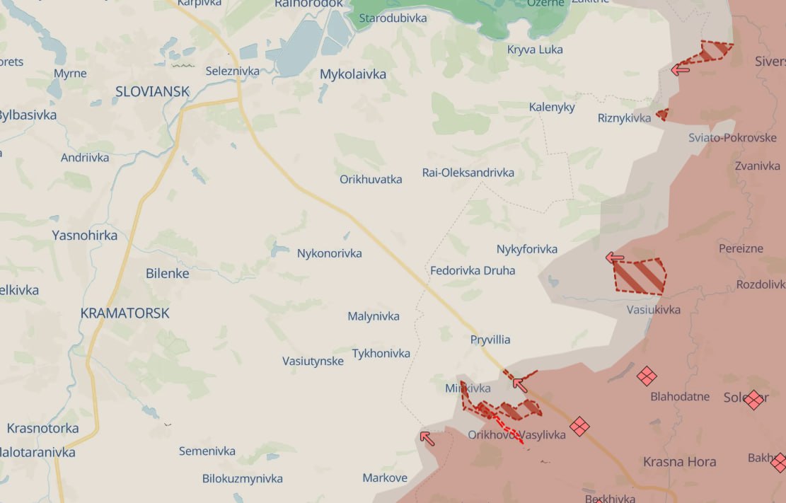 Слов'янськ та краматорськ. Карта бойових дій. Джерело - Deep State