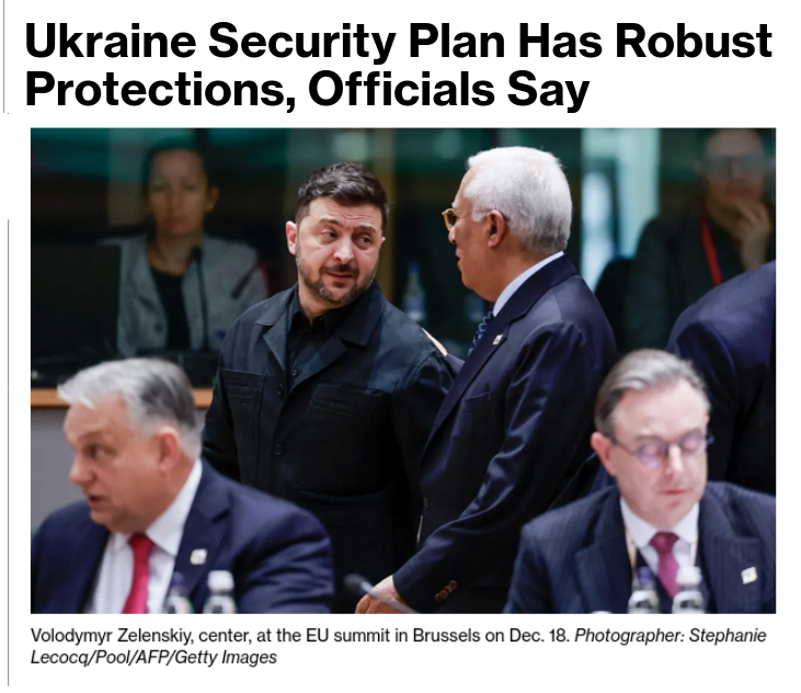 Знімок заголовка на bloomberg.com - Опубліковано гарантії безпеки Заходу для України